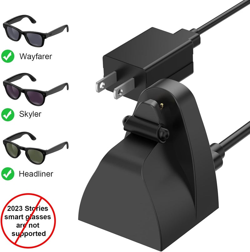 underhub Charging Stand & Cable Compatible with Gen 2/1 Wayfarer Headliner Skyler Smart Glasses, Mini and Portable, USB-C Smart Glasses Charging Dock with 59" Charging Cable - Image 2